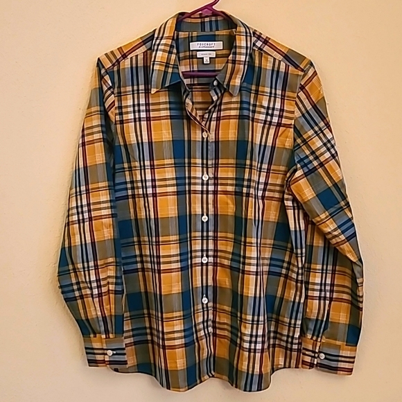 Foxcroft Tops Foxcroft For Appleseeds Womens Yellowblue Plaid